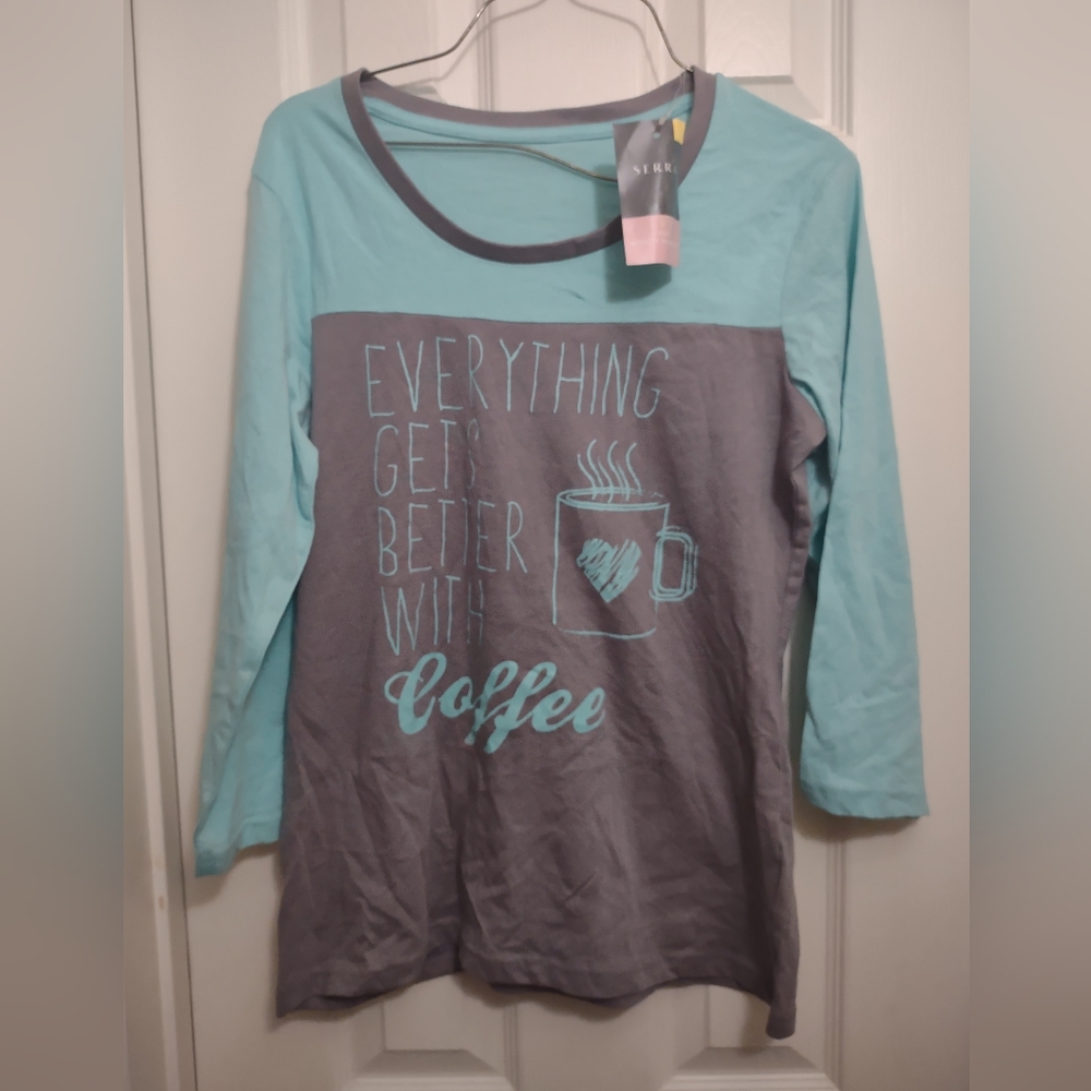 "Everything gets better with coffee" baseball T